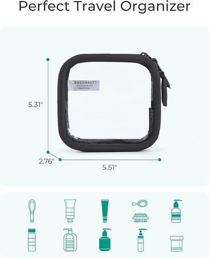 BAGSMART Mini Clear Makeup Bag for Women Portable Travel Toiletry Bag, Cute - Image 4