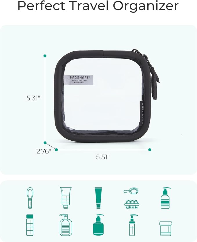 BAGSMART Mini Clear Makeup Bag for Women Portable Travel Toiletry Bag, Cute - Image 4