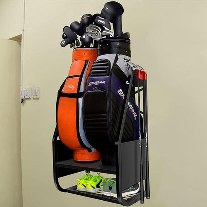 WALMANN Wall Mount Golf Bag Organizer Extra Large 2 Golf Bags Stand Golfing by WALMANN