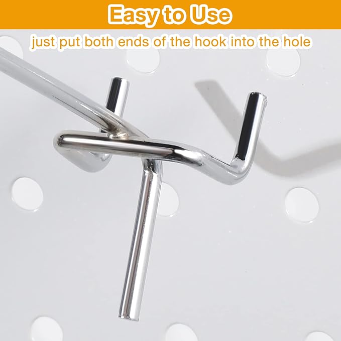 Funrous 100 Pack Peg Board Hooks Stainless Steel Pegboard Hooks Shelving - Image 3