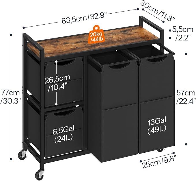 HOOBRO Laundry Sorter with 4 Section, 39 Gal. Laundry Hamper with Wheels - Image 3
