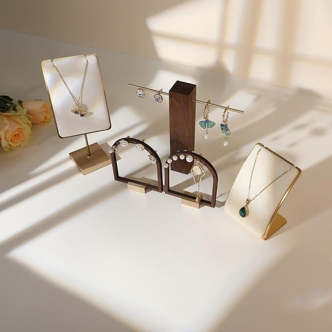 GemeShou 3pcs Wooden stud earring organizer holder, walnut earring hangers - Image 5
