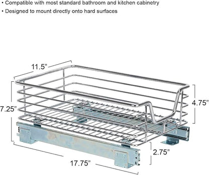 Household Essentials Chrome-Plated Steel Under-Cabinet Pull-Out Organizer - Image 4