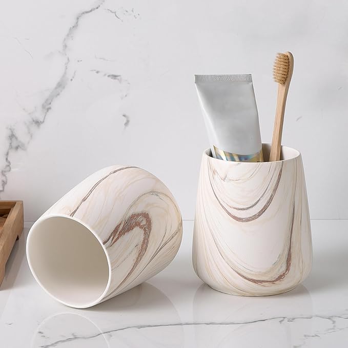Marble Brown Toothbrush Holder for Bathroom - Image 4