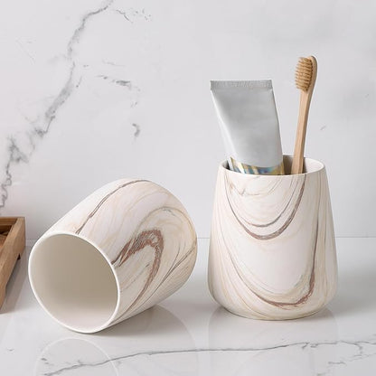 Marble Brown Toothbrush Holder for Bathroom - Image 4
