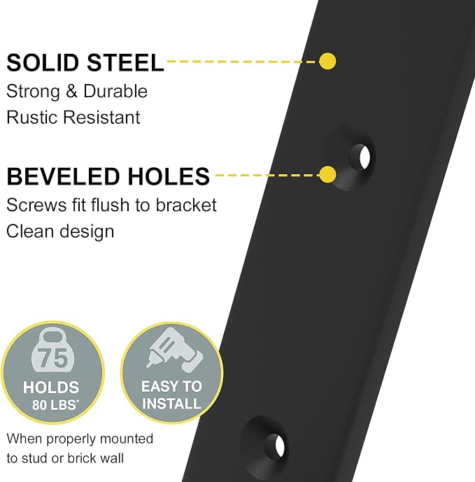 Shelf Bracket, Heavy Duty Floating Shelf Brackets 12-Inch Long - Image 5