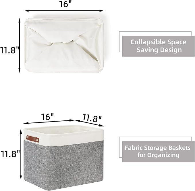 HNZIGE Large Fabric Storage Baskets Bins - Image 2