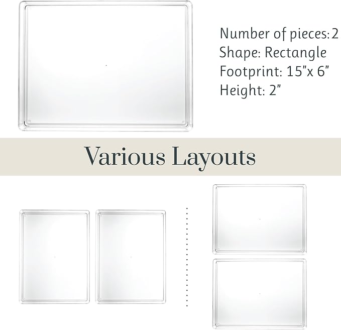 STORi SimpleSort 2-Piece Stackable Clear Drawer Organizer Set | 12" x 9" x 2" - Image 5