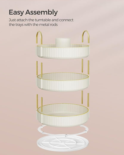 SONGMICS Makeup Organizer, 3-Tier Round Rotating Skincare Organizer Countertop - Image 7