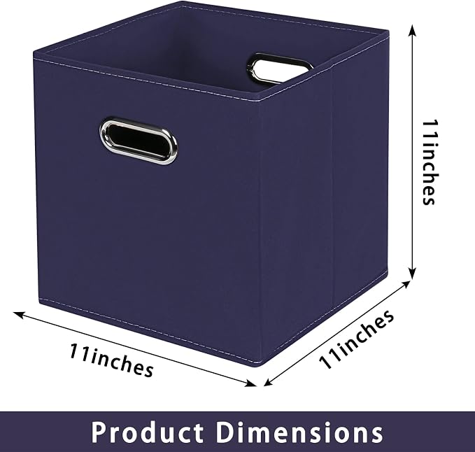 Navy Blue Fabric Storage Bins, Foldable Cube Bins - Image 2