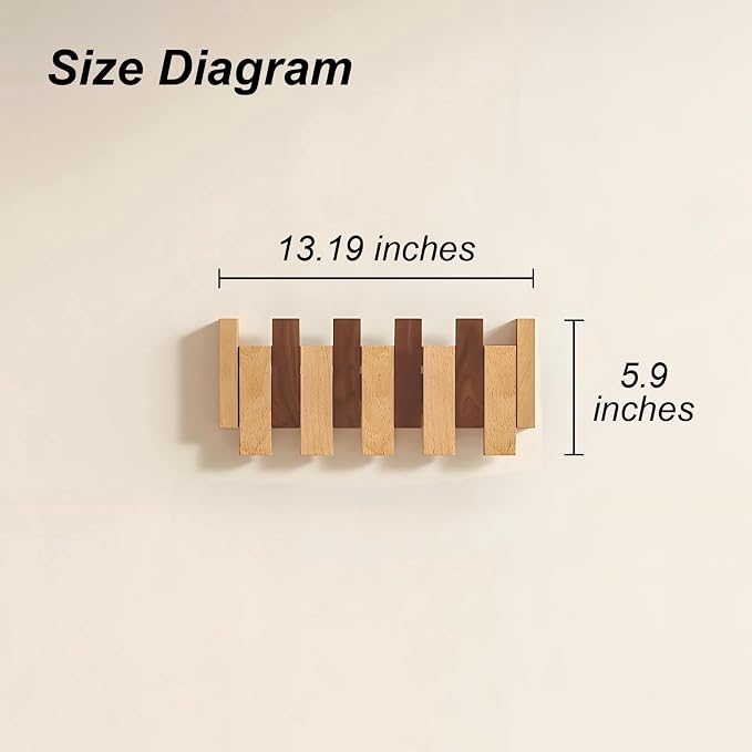 Wooden Wall Hooks, Beech Wood Coat Rack - Image 2