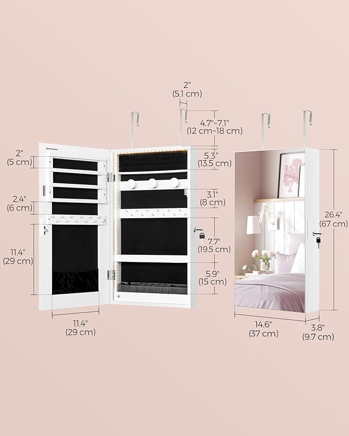 SONGMICS Mirror Jewelry Cabinet Armoire - Image 6