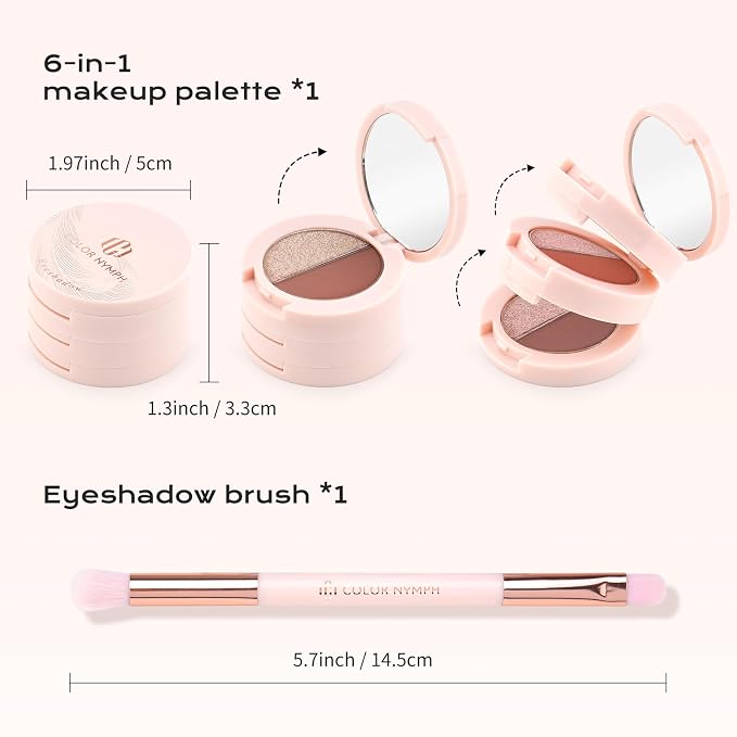 Color Nymph 6 Colors Eyeshadow Makeup Palette, Shimmer & Matte Long-Lasting - Image 4