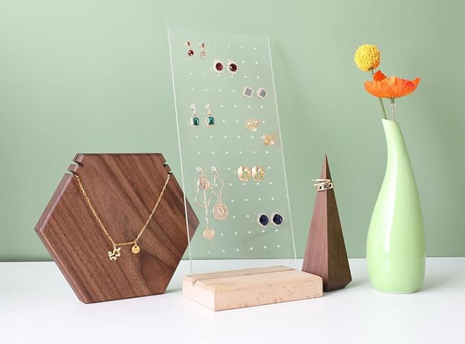 GemeShou Beech earring display for selling jewelry, wooden earring holder for - Image 3