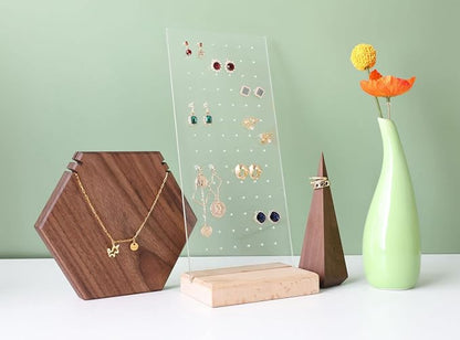 GemeShou Beech earring display for selling jewelry, wooden earring holder for - Image 3