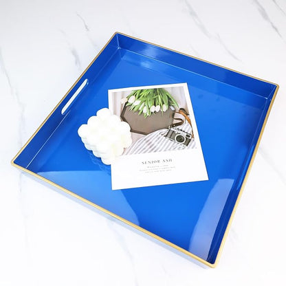 Spsyrine Blue Decorative Tray for Living Room, Square Modern Plastic Coffee - Image 6