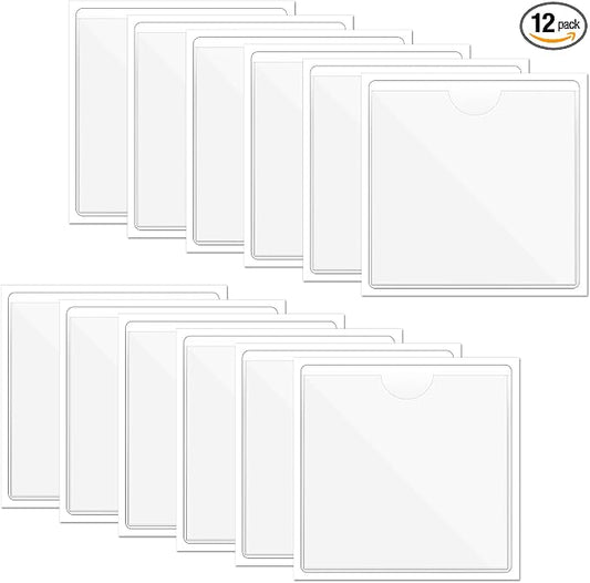 12 Pcs Storage Bin Labels, Self-Adhesive Index Card Pockets by Unknown