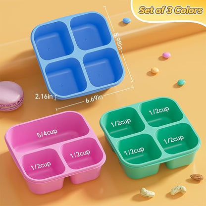 Canfanni 6 Pcs Snack Box Container Set, Reusable 3&4 Compartment Meal Prep - Image 2