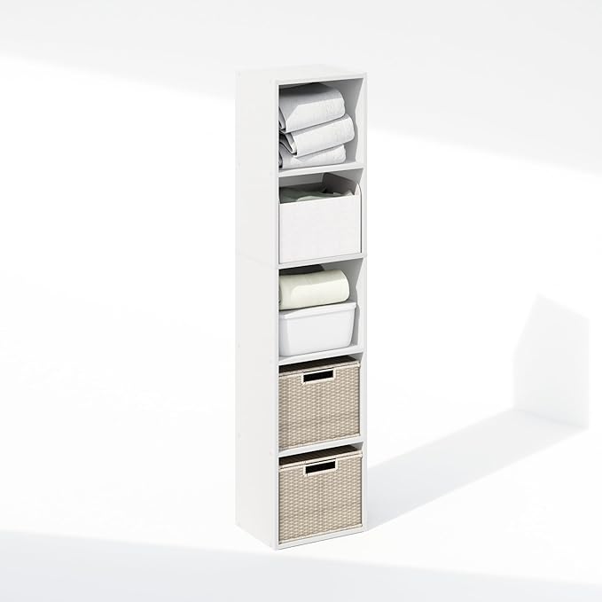 Furinno Reed Closet Organizers and Storage, 5-Tier Closet Organizer, Open Shelf - Image 6