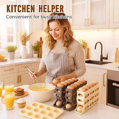 4-Tier Refrigerator Egg Holder, Automatic Gravity-Fed Rolling Egg Dispenser - Image 7
