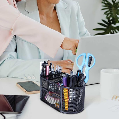 Black Mesh Pen Holder Desk Organizer Cute Office Supplies Pencil and Marker - Image 6