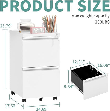 Guizeeopo 2 Drawer Locking File Cabinet, Fully Assembled Heavy-Duty Metal - Image 3