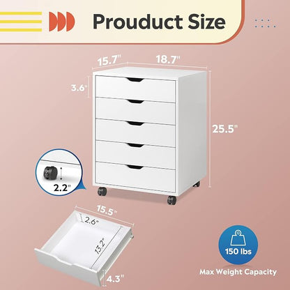 DEVAISE 5-Drawer Filing Cabinet Under Desk, Storage file Cabinet, Craft Storage - Image 3