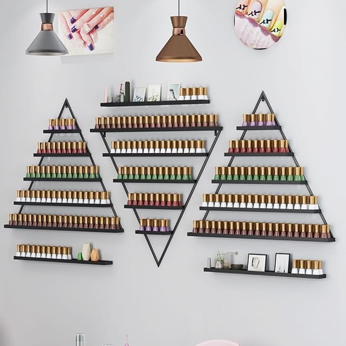 Elegant Gold Wall Mounted Nail Polish Rack - Image 2