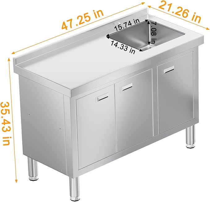 WWK 47" x 21" Stainless Steel Sink - Image 7