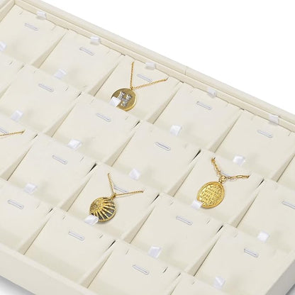 Beige Jewelry Necklace Display Tray 24 Grids Pendant Earrings Necklace - Image 6