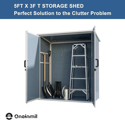Outdoor Storage Shed, 5x3FT Resin Shed - Image 5