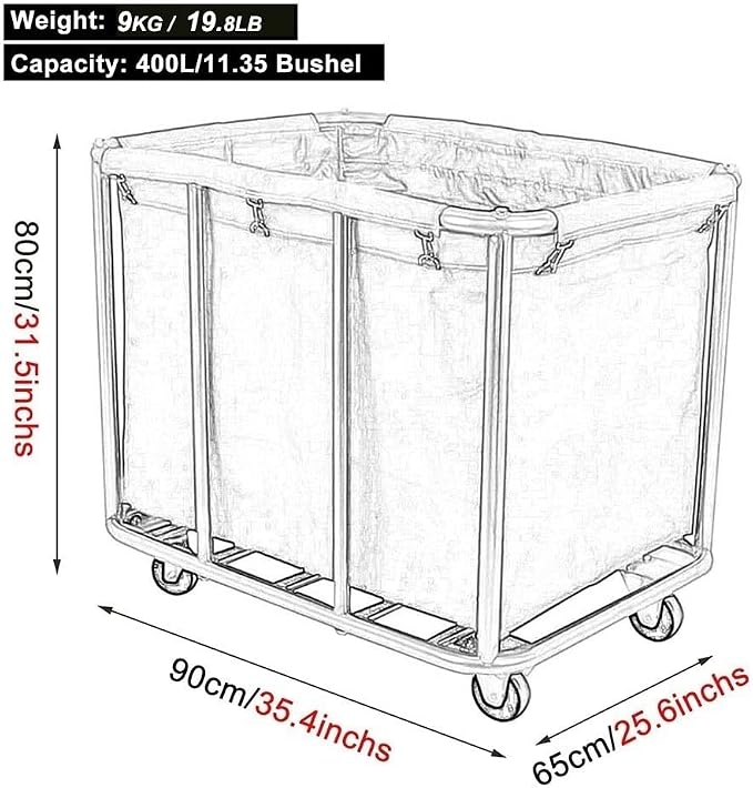 Large Laundry Cart With Wheels Heavy Duty Rolling Storage Basket Organizer - Image 2