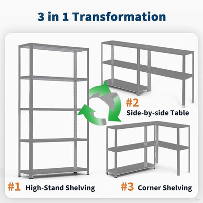 2500 LBS Capacity Heavy Duty Steel Shelving Unit, 5-Tier Garage Storage Shelves - Image 7