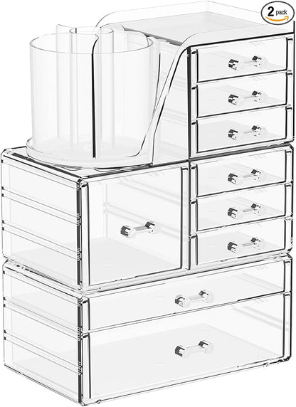 SuoXing 3 Pack Clear Acrylic Makeup Organizer by SuoxingStorage