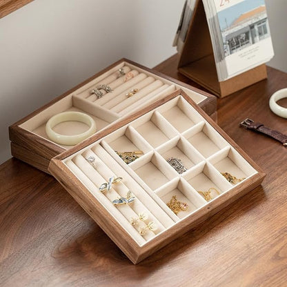 9 Grid +3 Line Black Walnut Wooden Jewelry Tray Organizer - Image 5
