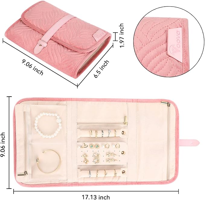 Voova Travel Jewelry Holder Organizer Case, Large Jewelry Storage Bag - Image 6