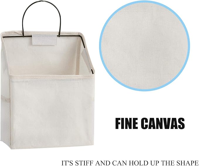 2Pcs Wall-hanging Storage Bags, Desktop Organizer Basket Cotton Linen Hanging - Image 5