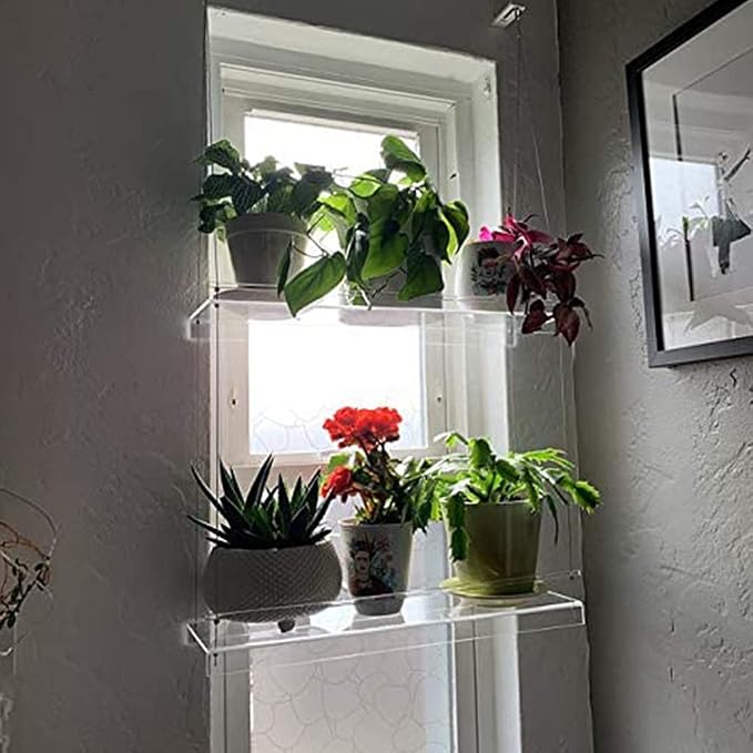 SHUANGSHI Storage Shelves, Transpaent Acrylic Window Plant Shelves 2/3 Layers - Image 8