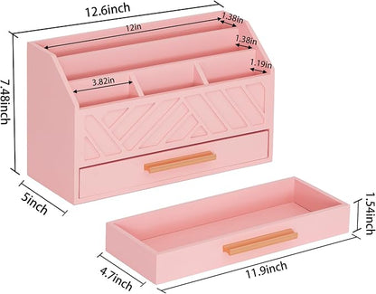 dreampossible Pink Wood Desk Organizer and Accessories - Image 6