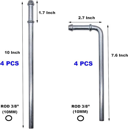 8PCS Exhaust Hanger Rod Set Heavy Duty 3/8" Rod 4PCS 90°7.6" Long + 4PCS - Image 2
