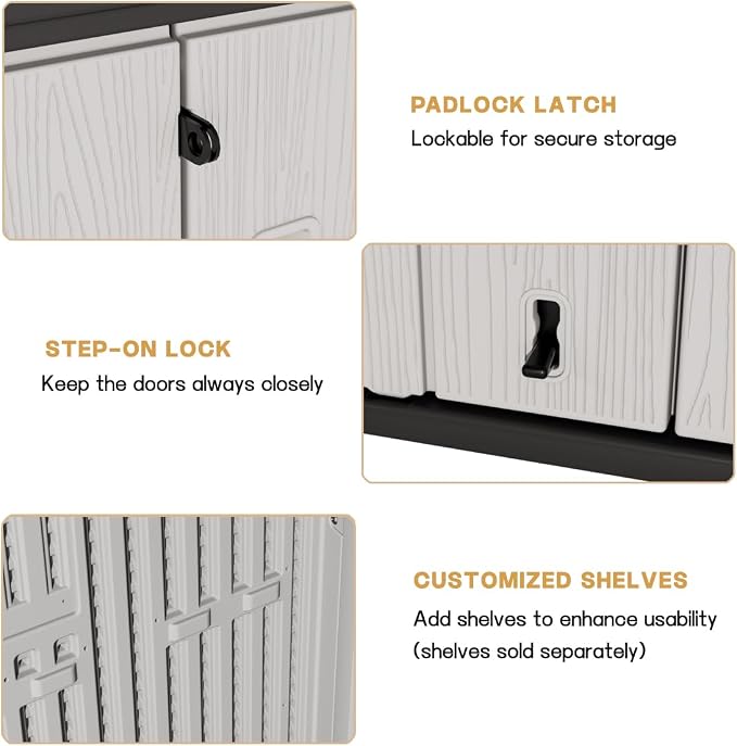 KINYING Outdoor Horizontal Storage Sheds, 37 Cu.ft Outdoor Storage Cabinet - Image 8