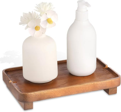 Wood Riser Small Decorative Tray Sink Soap Dish, Vanity Tray Pedestal Stand 9 x by Hiitytin