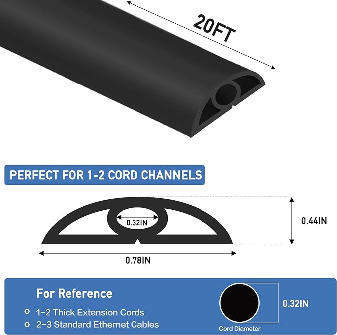 Floor Cord Cover Self Adhesive Cord Hider Floor Extension Cord Covers - Image 2