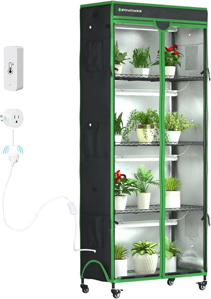 Indoor Greenhouse with Grow Light, Mini Greenhouse with Cover | 5-Tier Plant by ZOYOYES