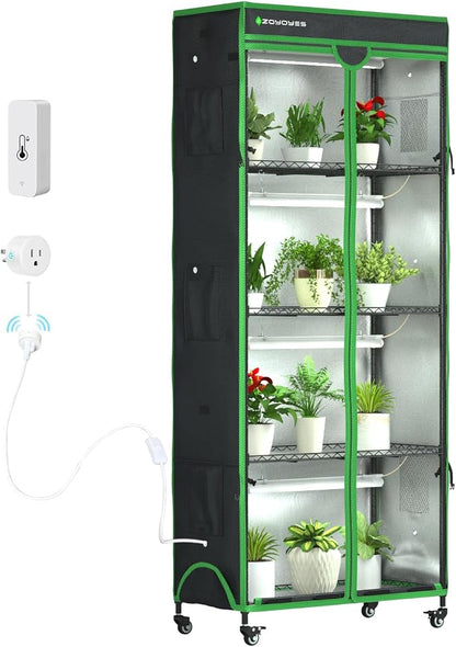 Indoor Greenhouse with Grow Light, Mini Greenhouse with Cover | 5-Tier Plant by ZOYOYES