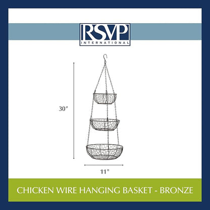 RSVP International Hanging Storage Collection 3-Tier Baskets, Bronze Chicken - Image 6
