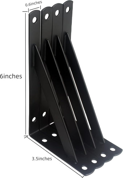 12 Pack L6 x H 3.5" Black Heavy Duty Shelf Brackets - Image 2