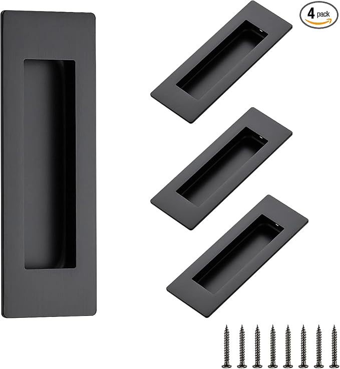 Ravinte 4 Pack Black Sliding Closet Door Handles Black Flush Pulls 4.72in by Ravinte