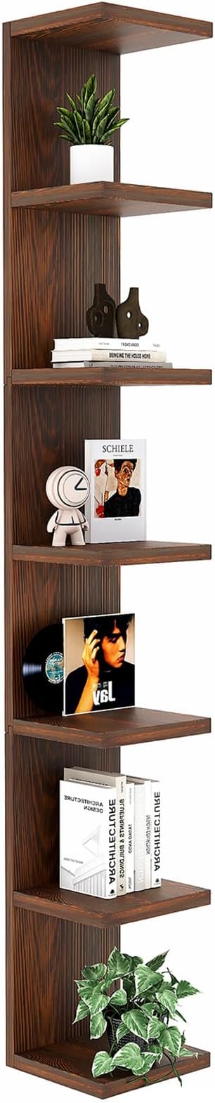 LitaEther Wood Wall Shelf Units, 7 Tier Lack Floating Shelves, Rustic Bookshelf by Shopnow