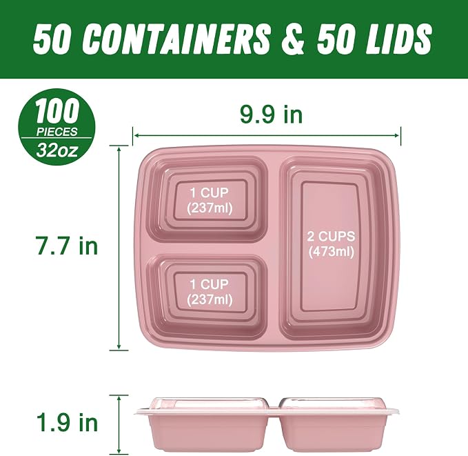 50 Pack 32 oz Meal Prep Containers Reusable - Image 2